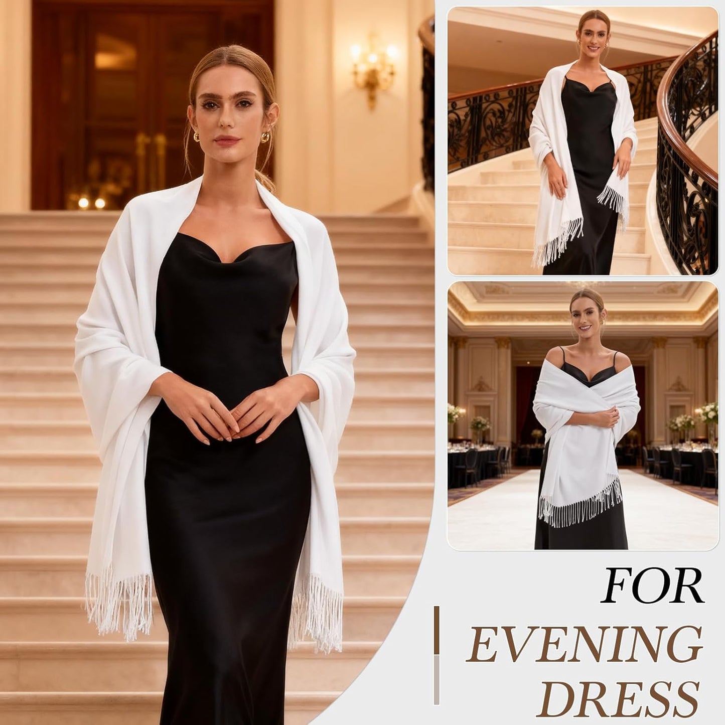 Pashmina Scarf and Shawl - Soft Women Pashminas Wrap for Wedding Evening Party dresses