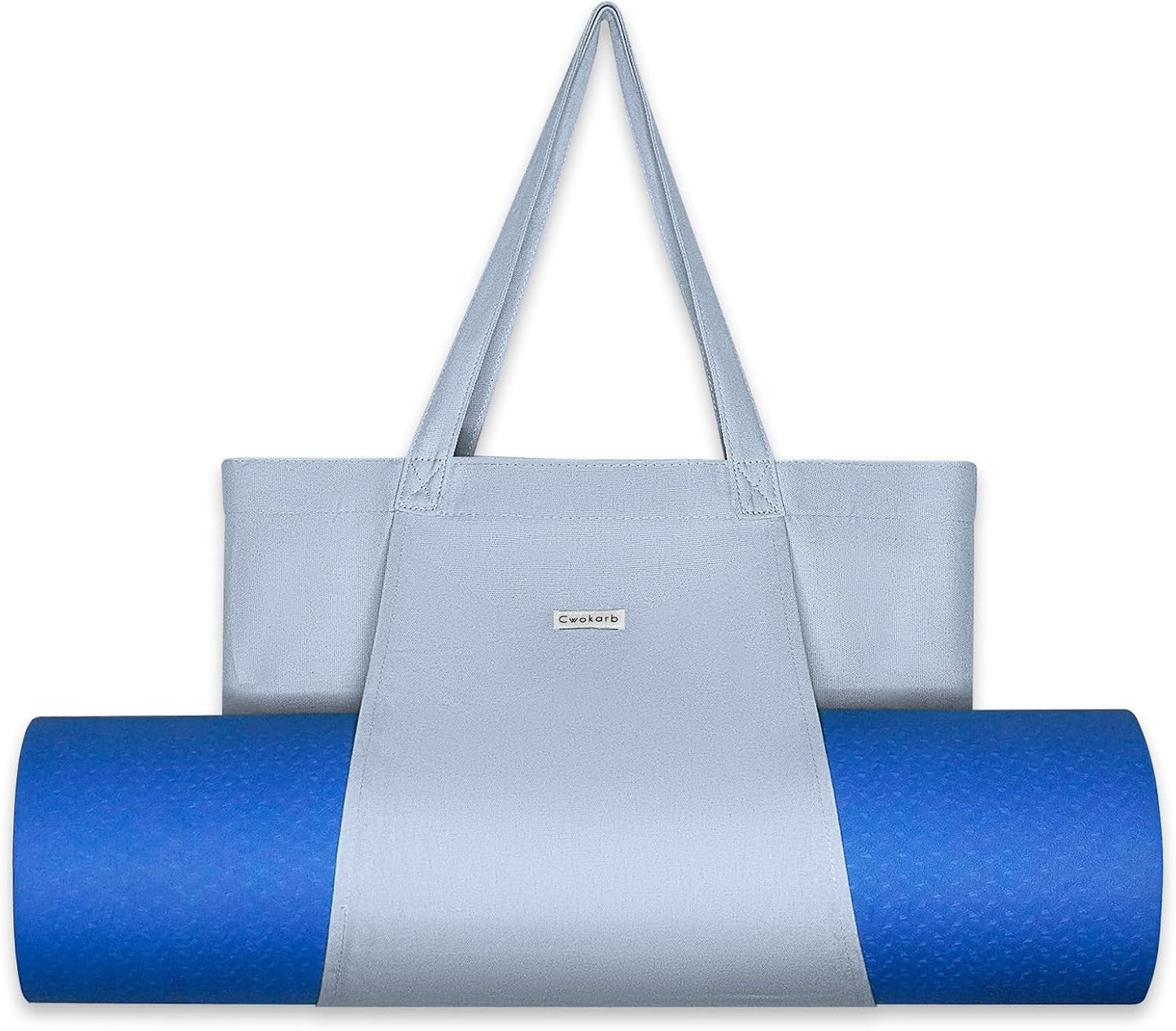 Yoga Mat Bag for Women, 100% Cotton Canvas Tote with Wet/Dry Pocket, Bottle Holder and Inner Zipper Pocket, 25L Carrier for Pilates and Travel