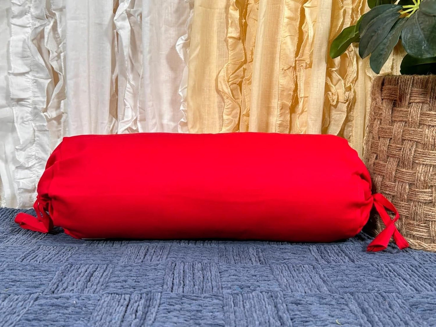 Ivory Cotton Bolster Cover – 16x6 in | Set of 2 | Soft, Washable Pillowcase for Round Yoga & Neck Roll Pillows