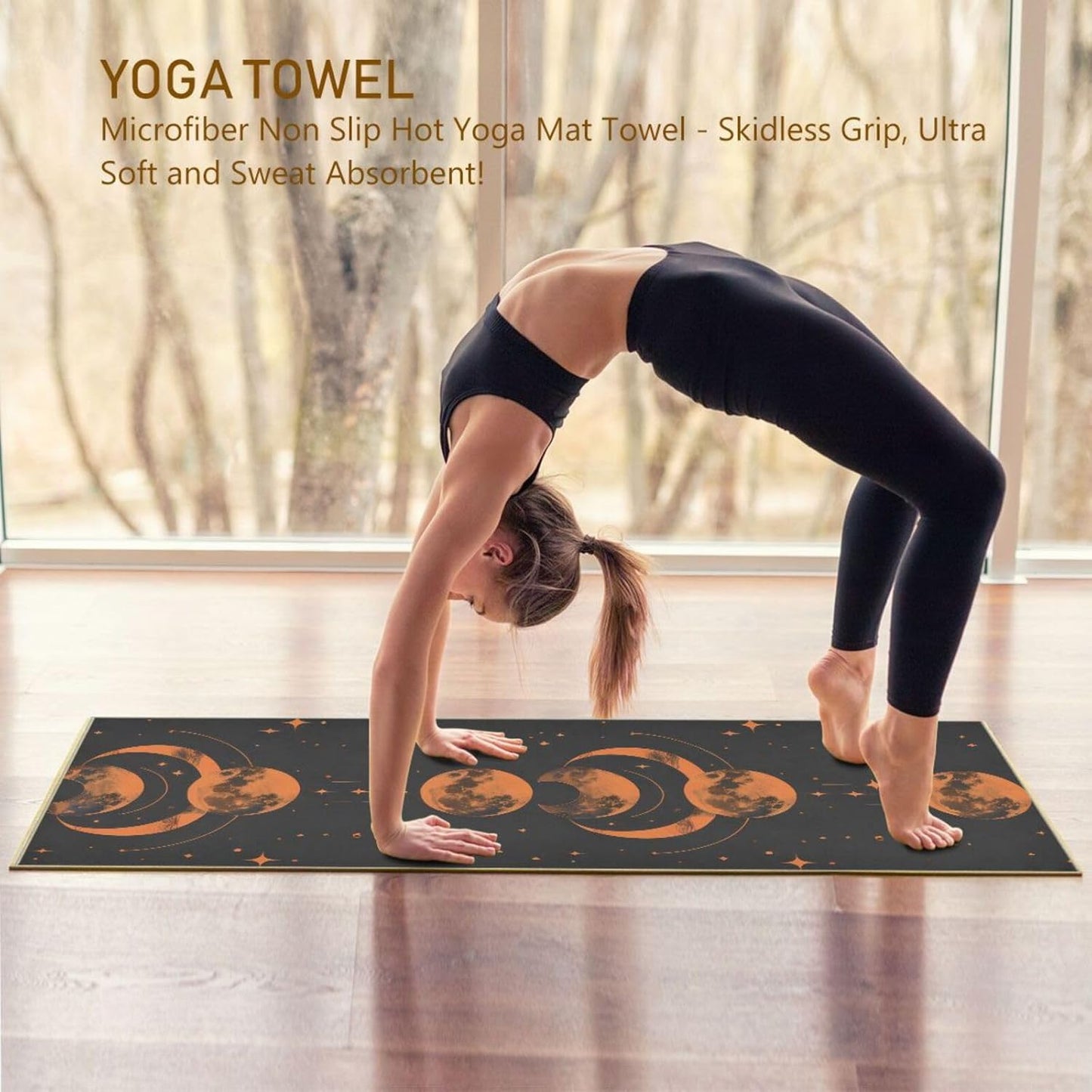 ALAZA Space Moon Yoga Towel Non Slip Soft Sweat Absorbent Mat Towel for Hot Yoga Exercise Pilates 73x27 Inches