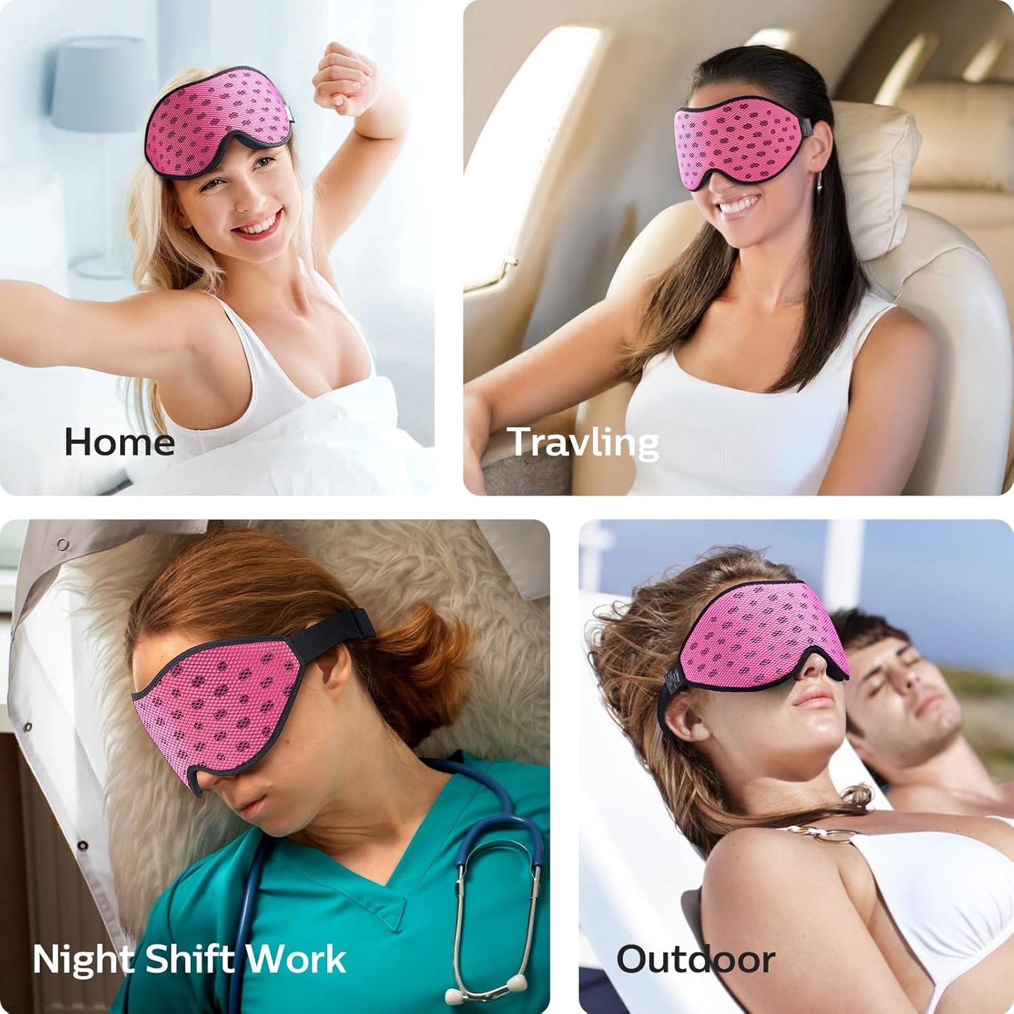 LitBear Breathable Sleep Mask, 3D Eye Mask Sleep for Side Sleepers Women Men, Light Blocking Sleeping Mask with Adjustable Strap, Soft Lightweight Eye Cover for Travel, Night Work, Nap, Office - Blue