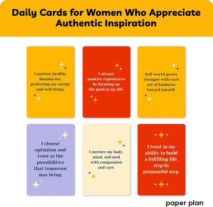 Affirmation Cards for Women – 52 Everyday Inspirational Cards | Positive Self Care & Motivational Gifts for Women, Bestie Gifts, Uplifting Empowerment Deck // Paper Plan