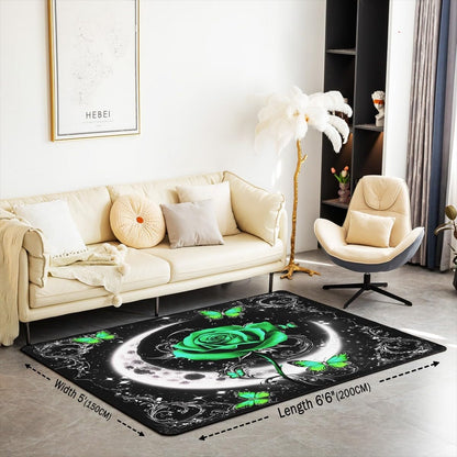 Feelyou Floral Rose Indoor Floor Mat Set,Romantic Blue Rose Rugs for Living Room Bedroom Area Rug 3x5,Boys Girls,Botanical Flower Rose Accent Rug Doormats Floor Mat for All Season