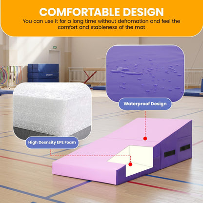 BestMassage Gymnastics Mat Incline Mat Tumbling Mat Folding Gymnastic Tumbling Mat Indoor/Outdoor Exercise Mat Home Gym Yoga Mat with Handle