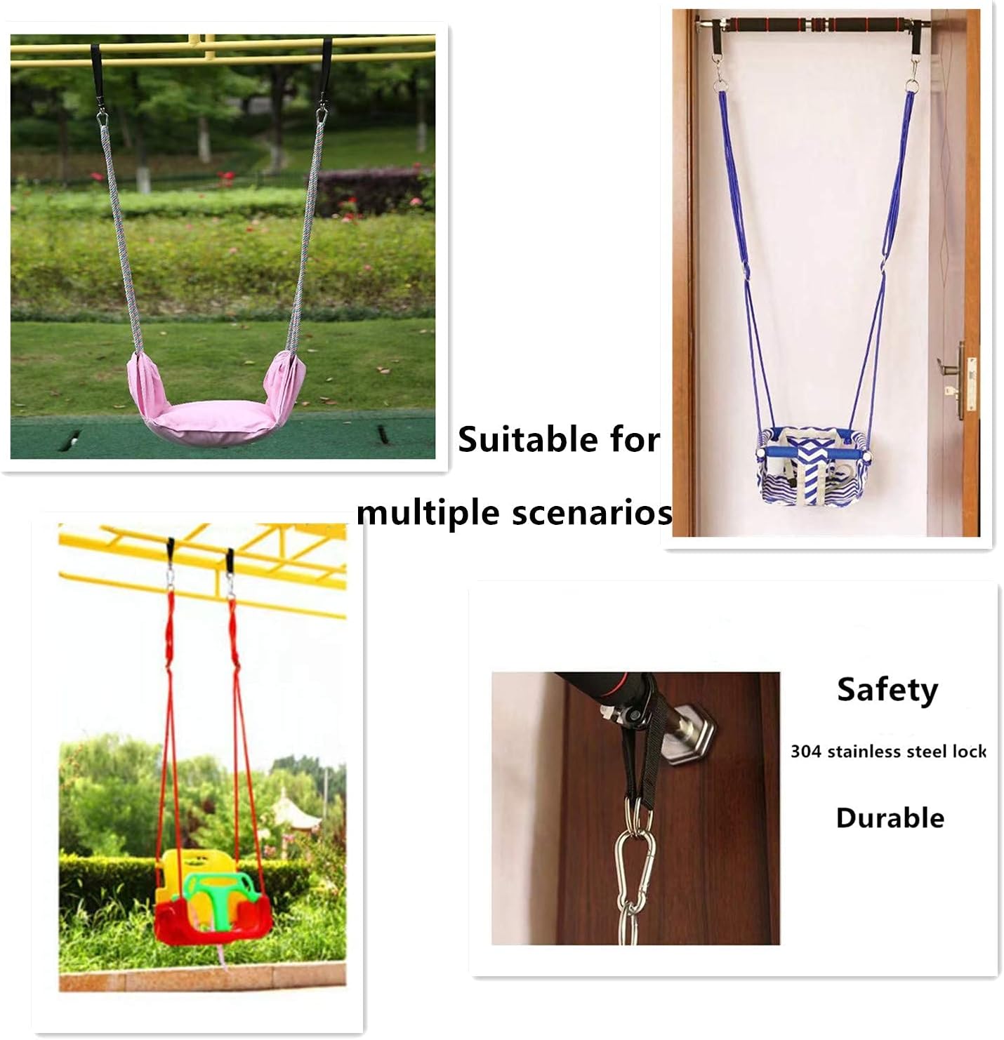 Short Straps Tree Swing Strap Hanging Kit,Hammock Straps 2 Pcs 9.84inches with 2 Pcs Heavy Duty Hook Clasps for Swing Hammocks Yoga Seat Sandbags Gym Equipment Pulley System