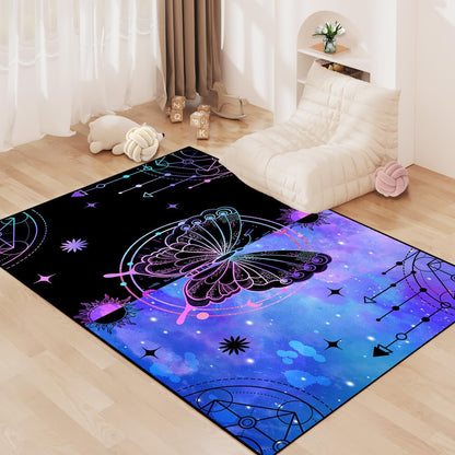 Black Girl Area Rug for Bedroom African Black Girls Floor Rugs for Living Room Playroom Cartoon Art Home Decor Soft Yoga Mats for Women Afro Purple 47" x 31" (2.7 x 3 Feet)