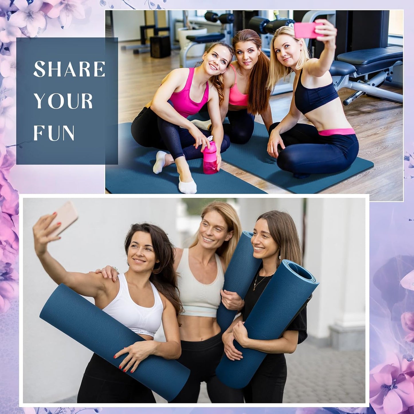 Timgle 6 Pcs 10mm Thick Yoga Mat Bulk 68 x 24 Inches Anti-slip Tear-resistant Exercise Mat Adult Gym Mats for Fitness, Stretching, Workout and Studio, Outdoor Yoga, Pilates