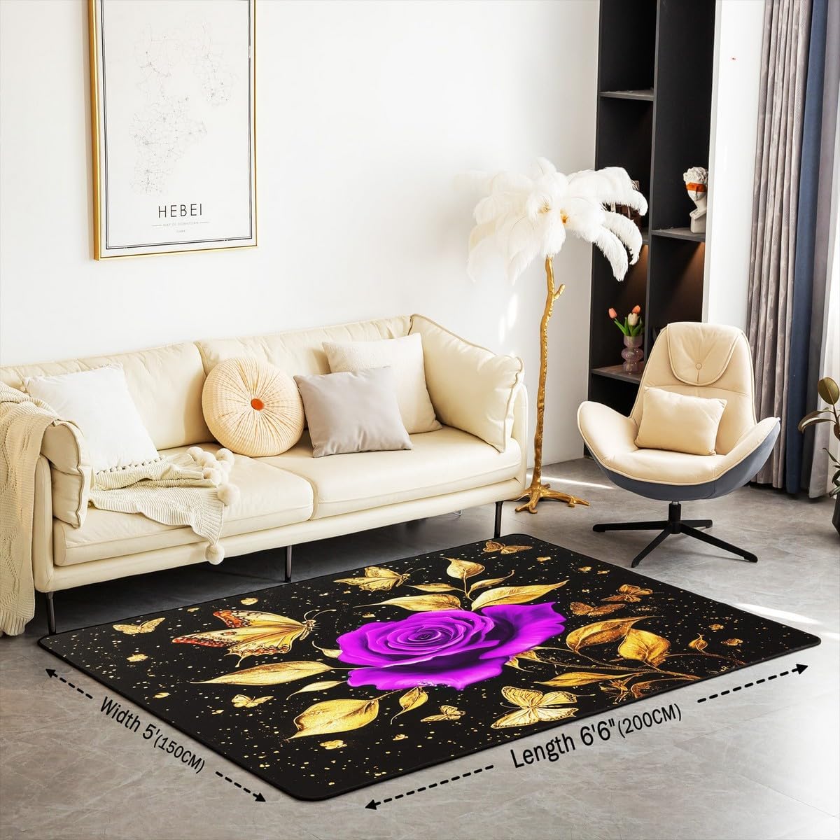 Feelyou Floral Rose Indoor Floor Mat Set,Romantic Blue Rose Rugs for Living Room Bedroom Area Rug 3x5,Boys Girls,Botanical Flower Rose Accent Rug Doormats Floor Mat for All Season