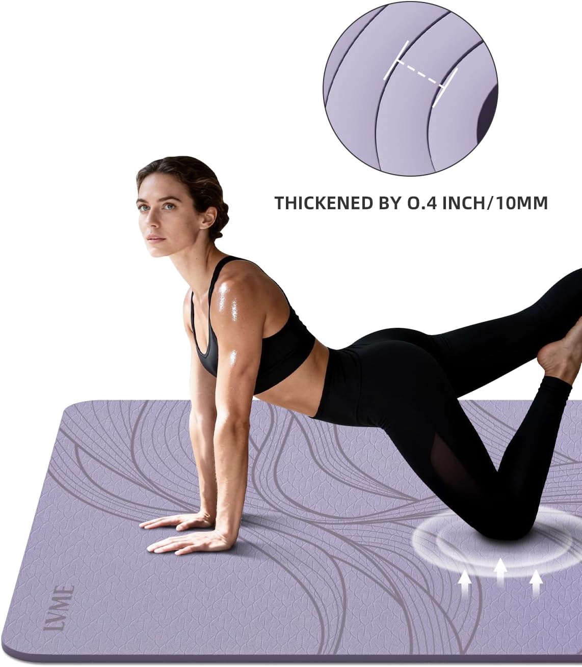 Large Yoga Mat (75.5"x47.6"x0.4"）Extra Wide & Thick 10mm, Non-Slip Exercise Mat, High-Density TPE Mat for Yoga Pilates & Home Gym Workouts