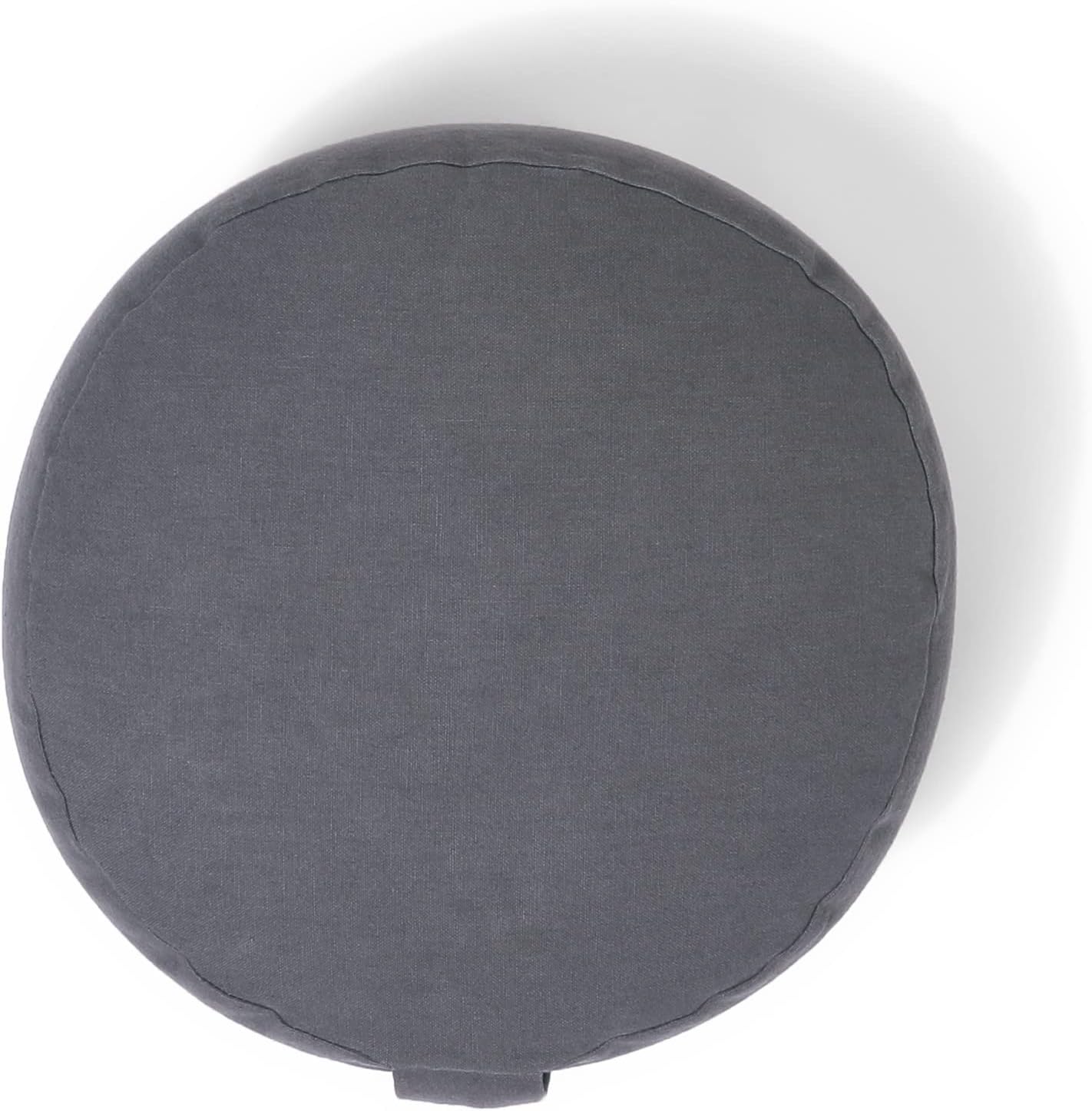 Organic Round Meditation Cushion by renoo - Durable Comfortable Cotton, Linen, Hemp - Modern Zafu - Buckwheat Floor Pillow Yoga Bolster in 15 Colors Removable Cover - 15 inches - Vanilla