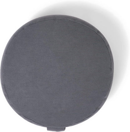 Organic Round Meditation Cushion by renoo - Durable Comfortable Cotton, Linen, Hemp - Modern Zafu - Buckwheat Floor Pillow Yoga Bolster in 15 Colors Removable Cover - 15 inches - Vanilla