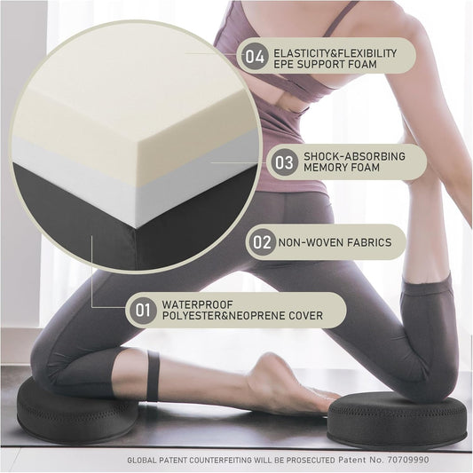 Yoga Knee Pad, 1.57 Inch Thick, Memory Foam and EPE Foam, Waterproof and Non-Slip, for Knees Elbows Wrist Hands Head Yoga Pilates Work Out Kneeling Pad, Exercise Mat 2