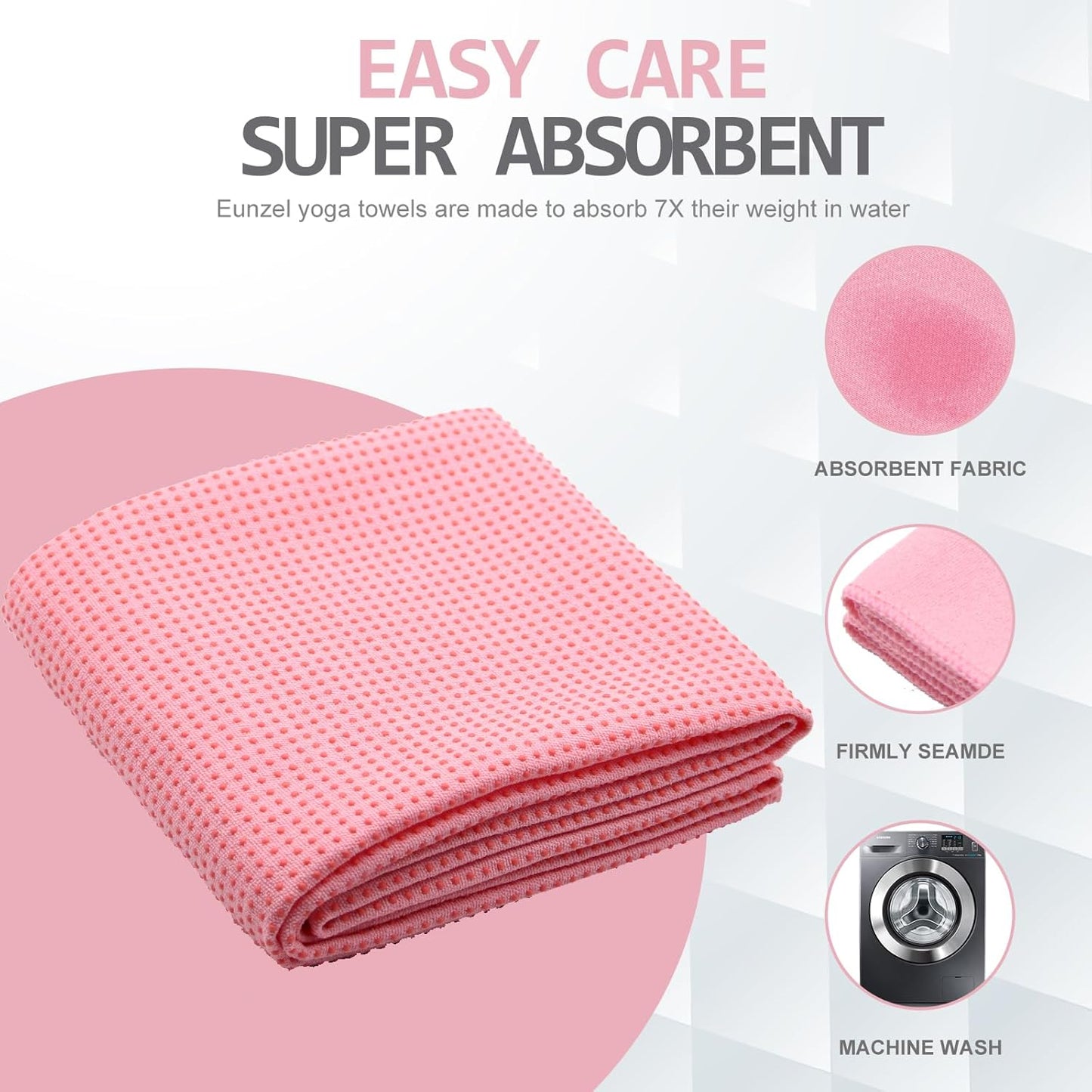 Eunzel Yoga Towel,Hot Yoga Mat Towel with Grip Dots Sweat Absorbent Non-Slip for Hot Yoga, Pilates and Workout 24" x72", Purple & Blue