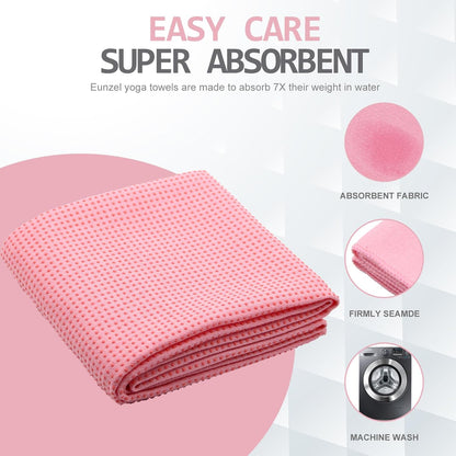 Eunzel Yoga Towel,Hot Yoga Mat Towel with Grip Dots Sweat Absorbent Non-Slip for Hot Yoga, Pilates and Workout 24" x72", Purple & Blue