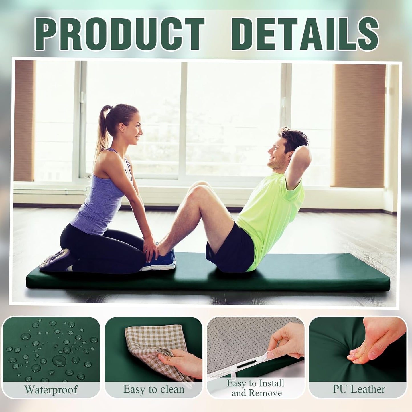 Lyrow 3 Inch 72"x 24" Thick Foldable Yoga Mat with Carry Strap, Non-slip Portable Foam Gym Mat for Yoga, Pilates and Stretching