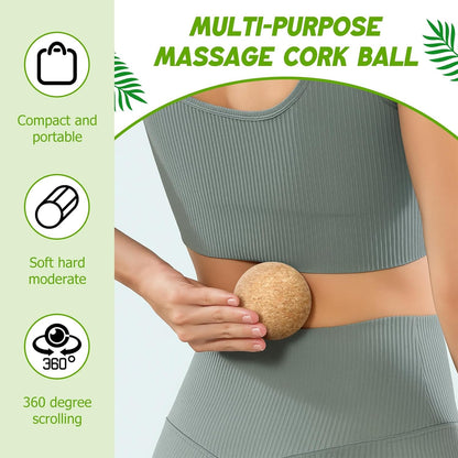 TrelaCo Cork Massage Balls Set of 2 for Fascia Release After Exercise Yoga Point Therapy Relax Muscles Relieve Stress Tools