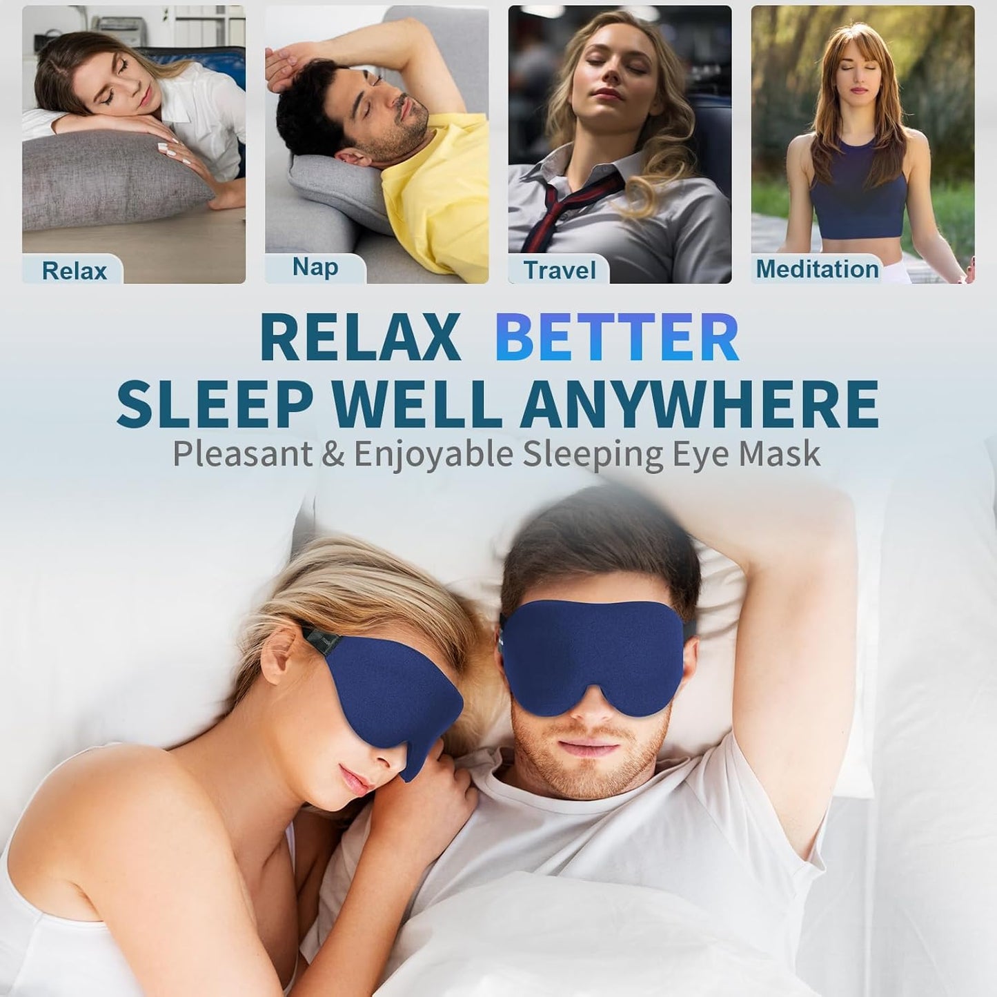 ZGGCD Sleep Mask for Side Sleeper, Light Blocking Sleeping Eye Mask for Women Men, 3D Contoured Cup Night Blindfold, Luxury Eye Cover Eyeshade with Adjustable Strap for Travel, Nap, Black