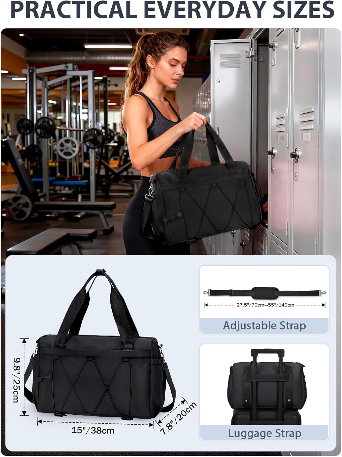 Small Gym Bag for Women with Yoga Mat Holder and Wet Compartment, Mini Gym Duffle Bag Yoga Bag with Water Bottle Pocket for Workout Travel, Green