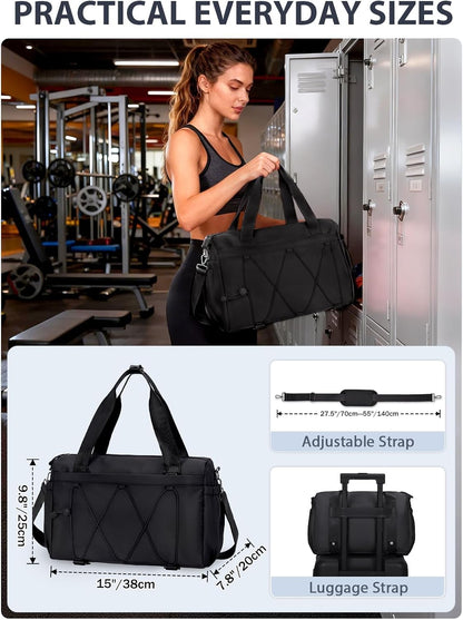 Small Gym Bag for Women with Yoga Mat Holder and Wet Compartment, Mini Gym Duffle Bag Yoga Bag with Water Bottle Pocket for Workout Travel, Green