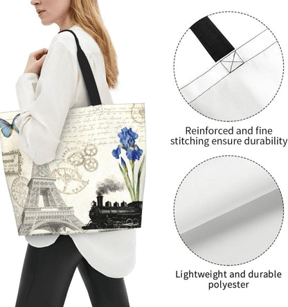 Tote Shoulder Bag Large Durable Reusable Eco-friendly Handbag Lightweight Stylish for Daily Use-19.7x15.7x5.9 Inch - Colors B