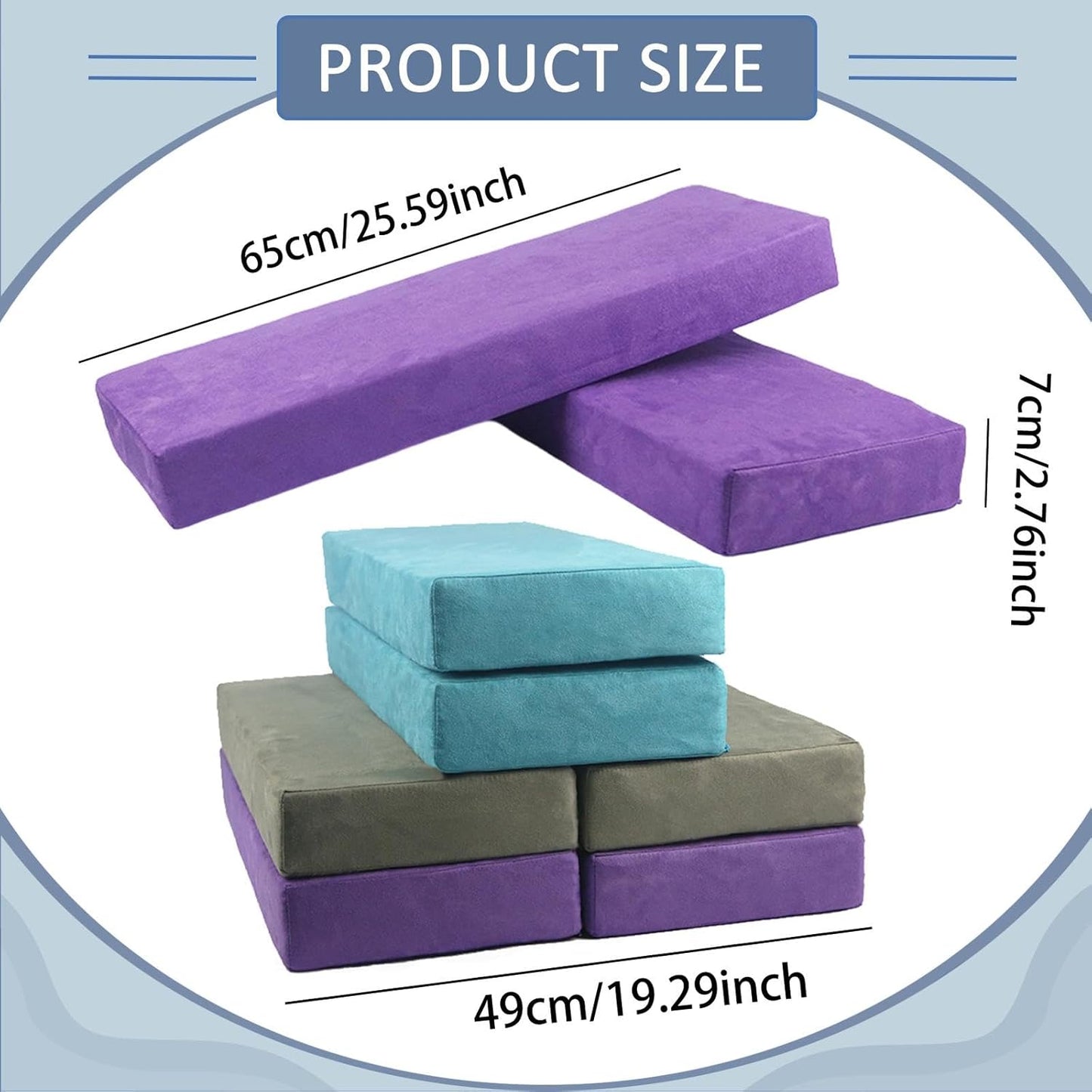 Yoga Bolster Pillow Set for Restorative Yoga Block Sponge Cushion Versatile Support Removable Cover Suede Cloth Suitable for Back Support Meditation P