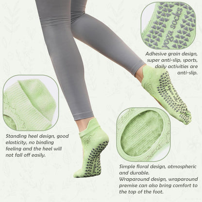 Women's Non-Slip Pilates Yoga Socks, 5-Toe Breathable Cotton Sports Socks, For Pregnant Women, 3 Pairs