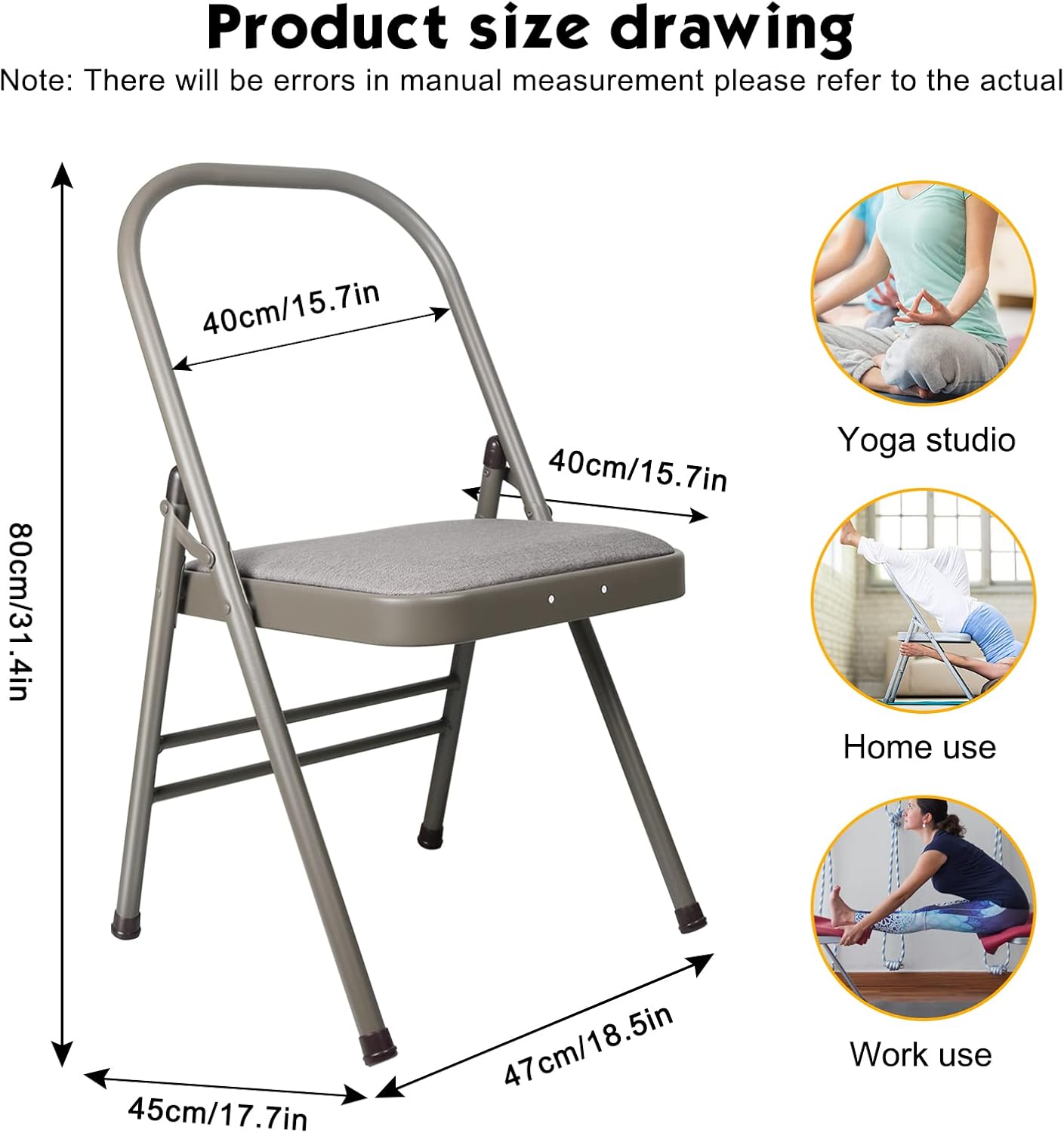 Yoga Auxiliary Chair Backless Yoga Chair Portable Folding Yoga Chair with Non-Slip Feet Covers for Flexibility and Strength Training
