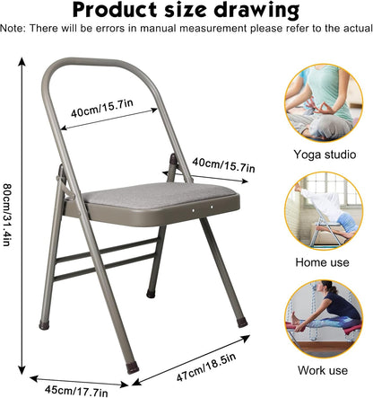 Yoga Auxiliary Chair Backless Yoga Chair Portable Folding Yoga Chair with Non-Slip Feet Covers for Flexibility and Strength Training