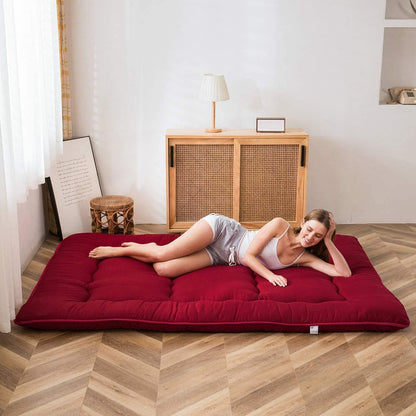 MAXYOYO Bohemian Retro Mattress Boho Floral Japanese Futon Mattress Tatami Floor Mat Foldable Portable Camping, Sleeping Pad, Lounger Couch Bed Full Size
