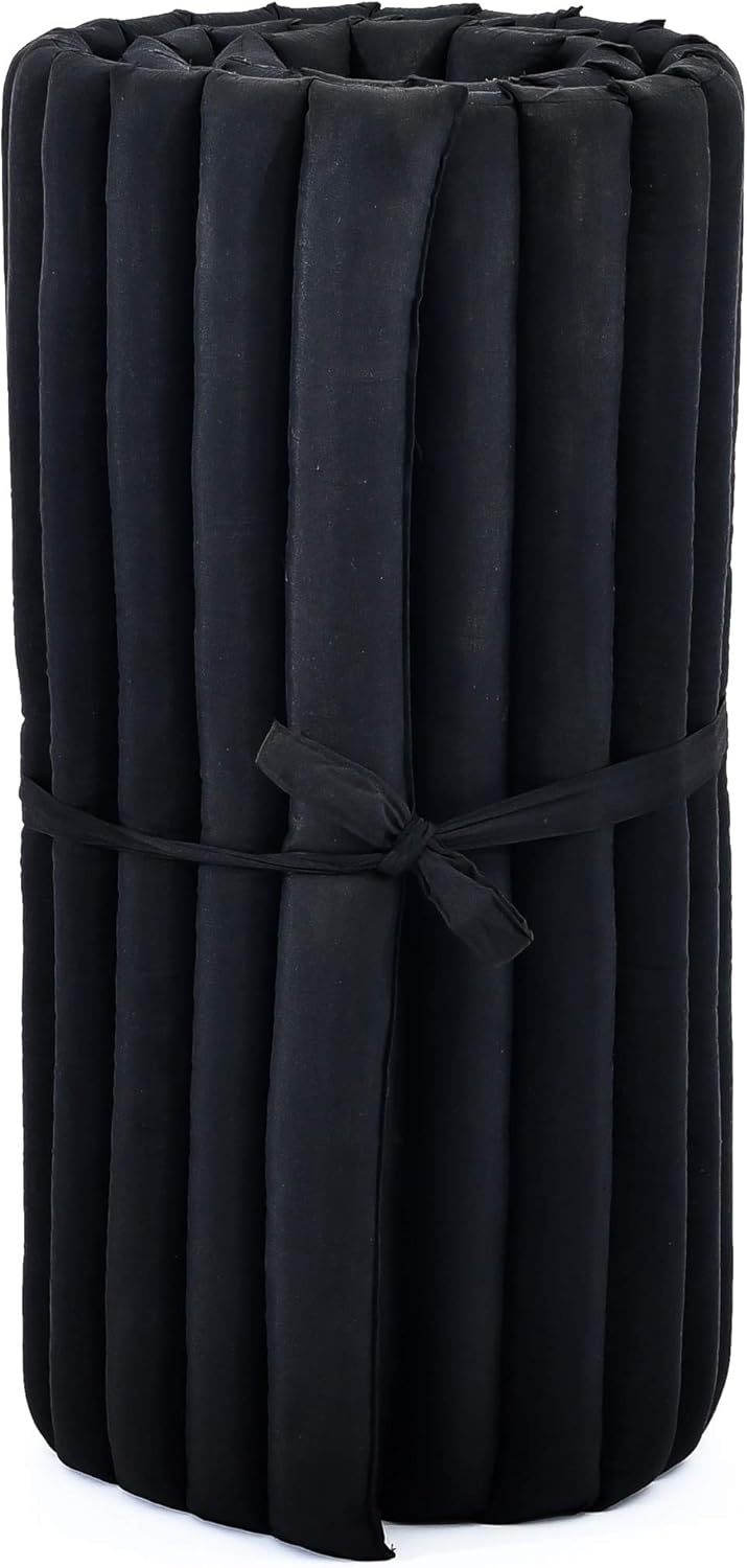 Leewadee - Kapok Roll Mat – Handcrafted Folding Sleep & Relaxation Mattress from Thailand, Ideal as Guest Bed, Camping Mat, Yoga Mat or Traditional Futon, 75 x 39 inches, Anthracite