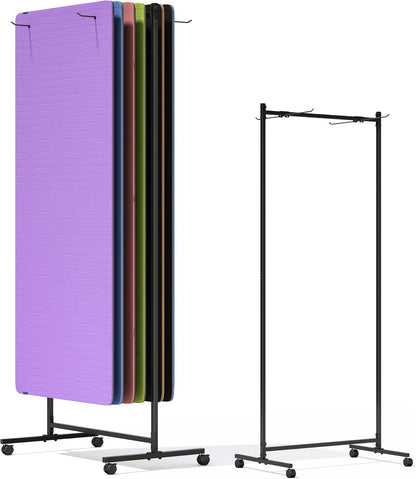 lesolar Yoga Mat Cart with Wheels, 40 Mats Large Capacity Yoga Mats Storage Rack, Hanging Yoga Mat Holder Rolling Cart for Home, Gym, Fitness Club, Studio