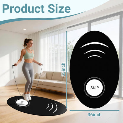 Jump Rope Mat and Jump Rope Set，35.4 x 55.1 inch High-Density Rubber Exercise Mat, Non-Slip and Shock-Absorbing, Suitable for Indoor and Outdoor Home Gym Workouts.