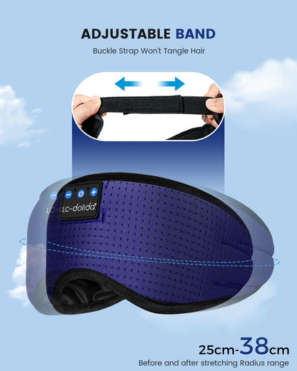 LC-dolida Sleep Headphones, 3D Sleep Mask Bluetooth Wireless Music Eye Mask, Sleeping Headphones for Side Sleepers Sleep Mask with Bluetooth Headphones Ultra-Thin Stereo Speakers Perfect for Sleeping