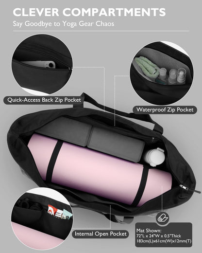 Gonex Yoga Mat Bag, Extra Canvas Gym Bag with Waterproof Pocket Metal Zipper, Fits Mat & Blocks, Stylish Yoga Mat Carrier for Women, Ideal for Yoga, Pilates, Workout, Travel