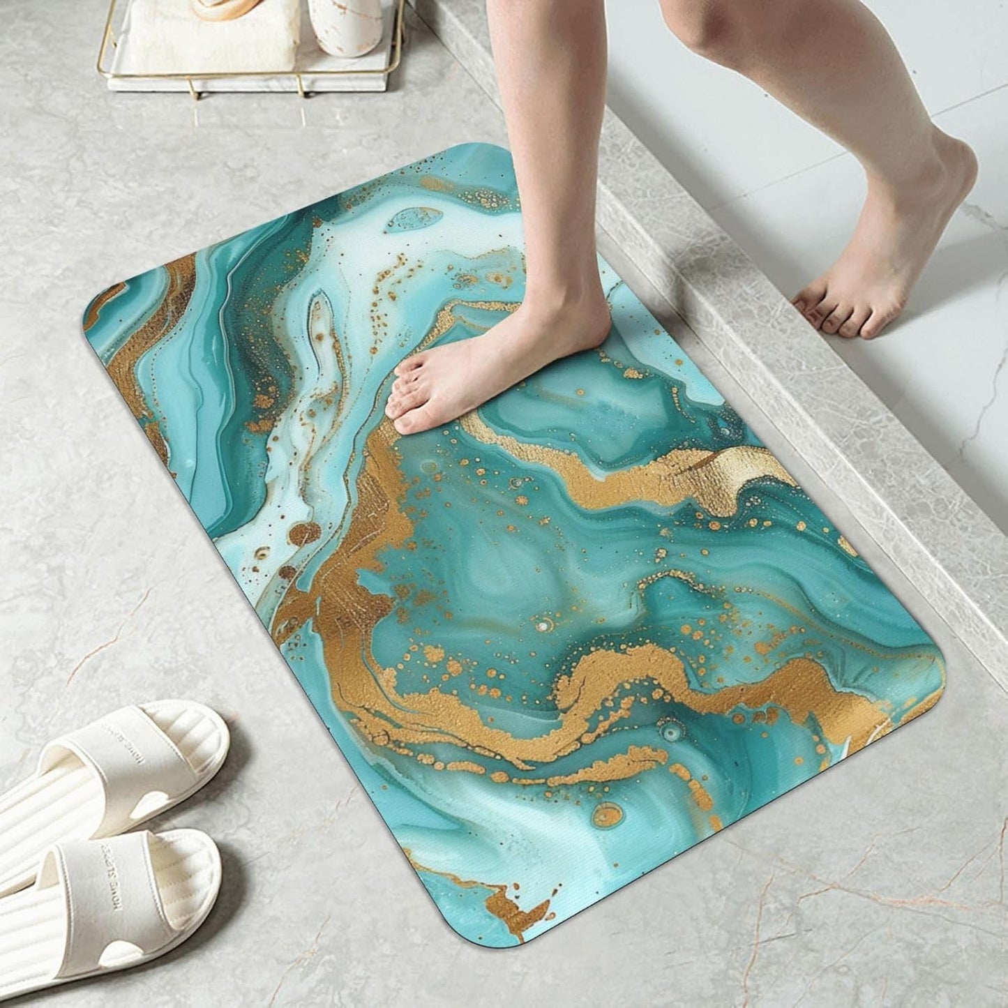 Skull Yoga Printed Rounded Corner Diatomaceous Doormat 31.5x19.7 Inch Bath Mat Rug Non Slip Shower Floor Mat, Absorbent Bathroom Rugs Mat for Anti Slip Shower Mat, Housewarming Gift