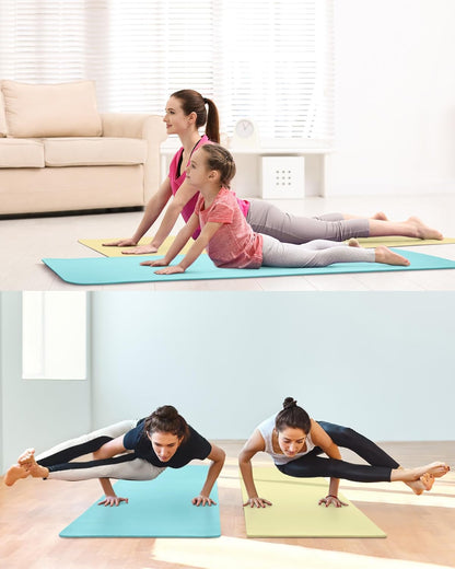 Woanger Yoga Mats (72x24) 3/8 Inch Thick Exercise Yoga Mat for Home Workout with Strap Non Slip Pilates Gym Supplies for Women Men