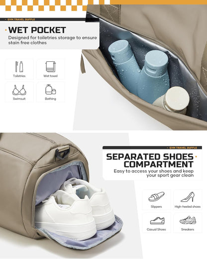 Gym Bag Womens Mens with Shoes Compartment and Wet Pocket Travel Duffel Bag for Women for Plane Sport Gym Tote Bags Swimming Yoga Waterproof Weekend Overnight Carry on Bag Hospital Holdalls - Colors B