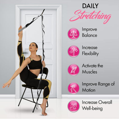10-Loop Yoga Strap with Door Anchor – Stretch Strap for Flexibility, Deep Stretching, and Improved Balance – Perfect Yoga Accessory for All Fitness Levels