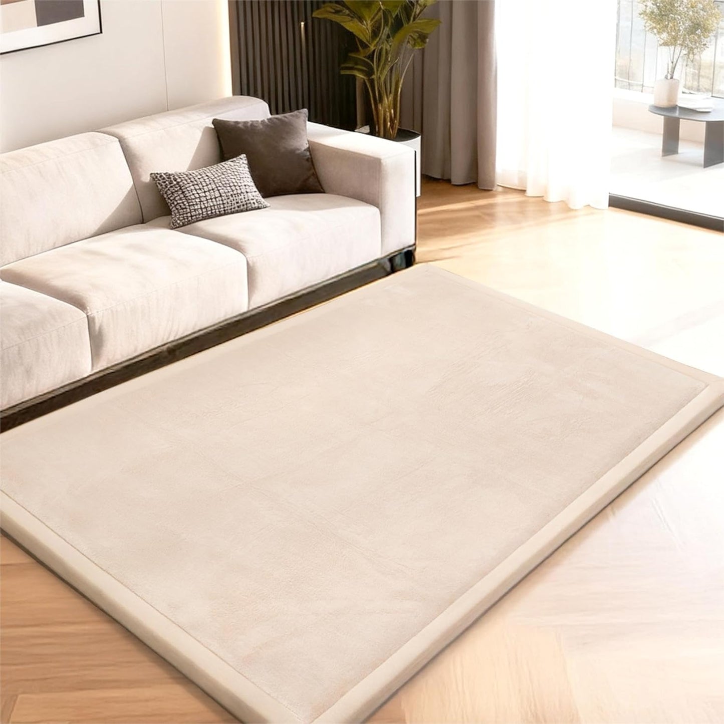 ACOMOPACK Baby Play Mat for Floor,1.3" Thick Memory Foam Area Rug for Living Room,Soft Velvet Crawling with Non-Slip Bottom for Kid,Toddler,39"×59" Tummy Time Nursery Rugs,Yoga（Light Grey）