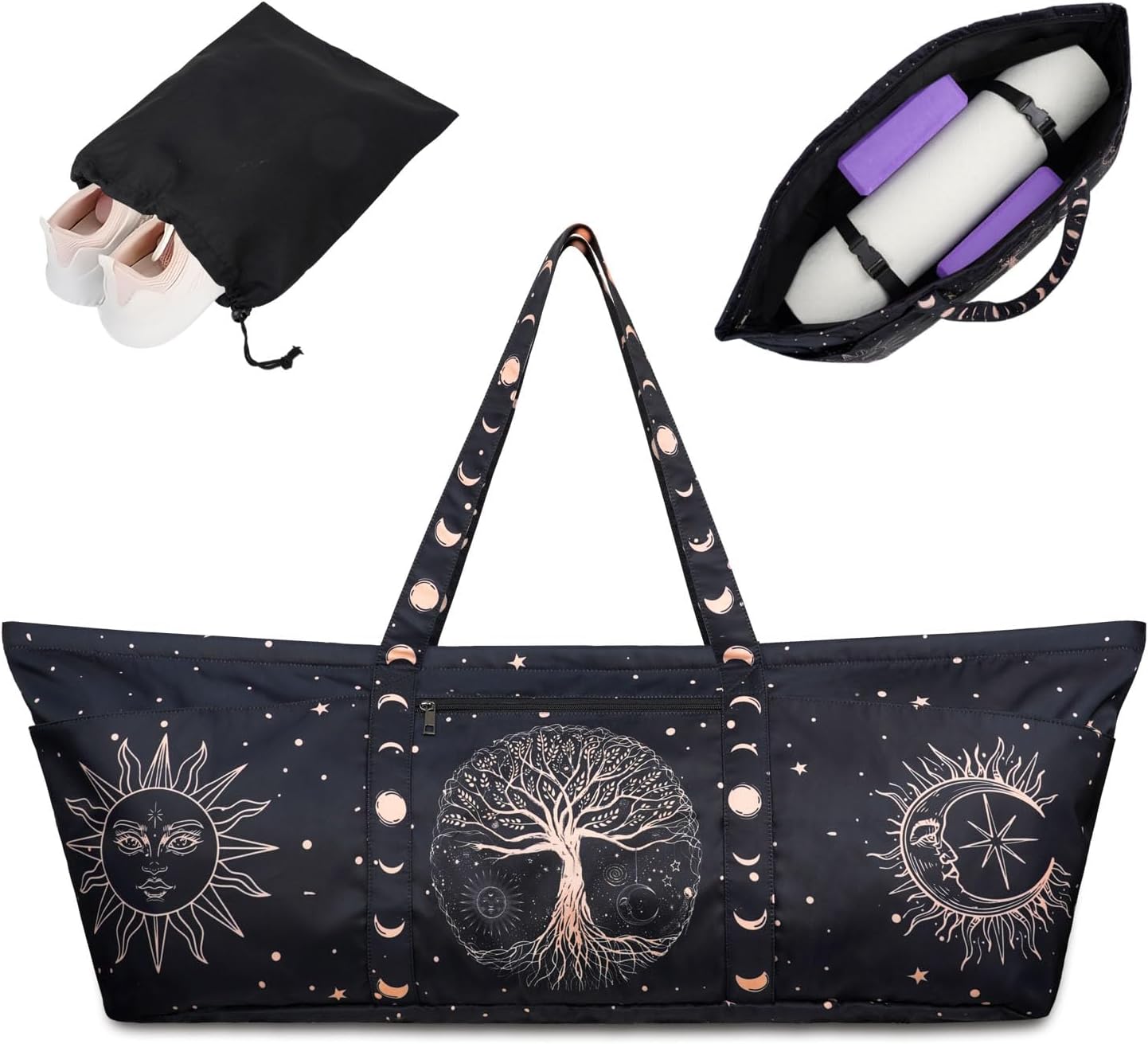 Yoga Mat Bag Yoga Mat Carrier with Shoes Compartment & Wet Pocket Pilates Bag with Zipper Pockets & Yoga Mat Holder Strap Yoga Bags and Carriers Fits All Your Stuff