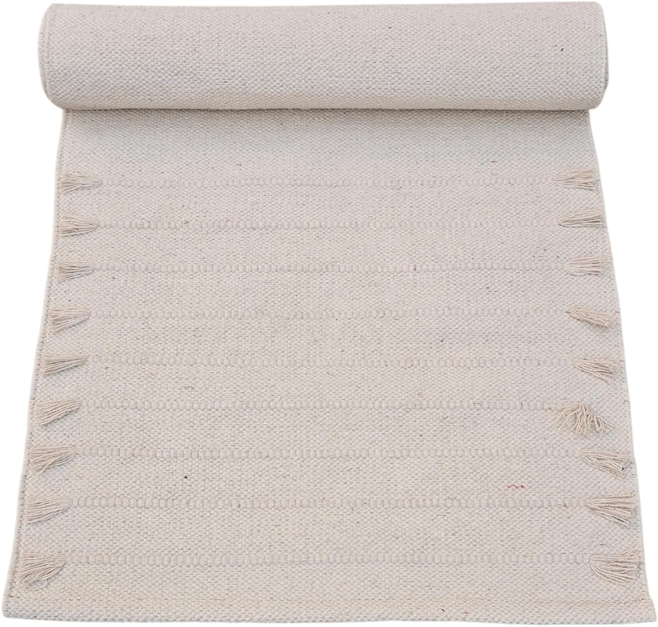 Handmade Organic Cotton Yoga Mat - Eco-Friendly Hand-Woven Runner Rug - Non-Toxic, Chemical-free and All Natural Cloth Yoga Mat - Non Slip & Thick, Comfortable Extra-Long Fitness Rug Exercise, Workout