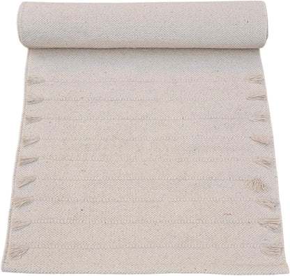 Handmade Organic Cotton Yoga Mat - Eco-Friendly Hand-Woven Runner Rug - Non-Toxic, Chemical-free and All Natural Cloth Yoga Mat - Non Slip & Thick, Comfortable Extra-Long Fitness Rug Exercise, Workout