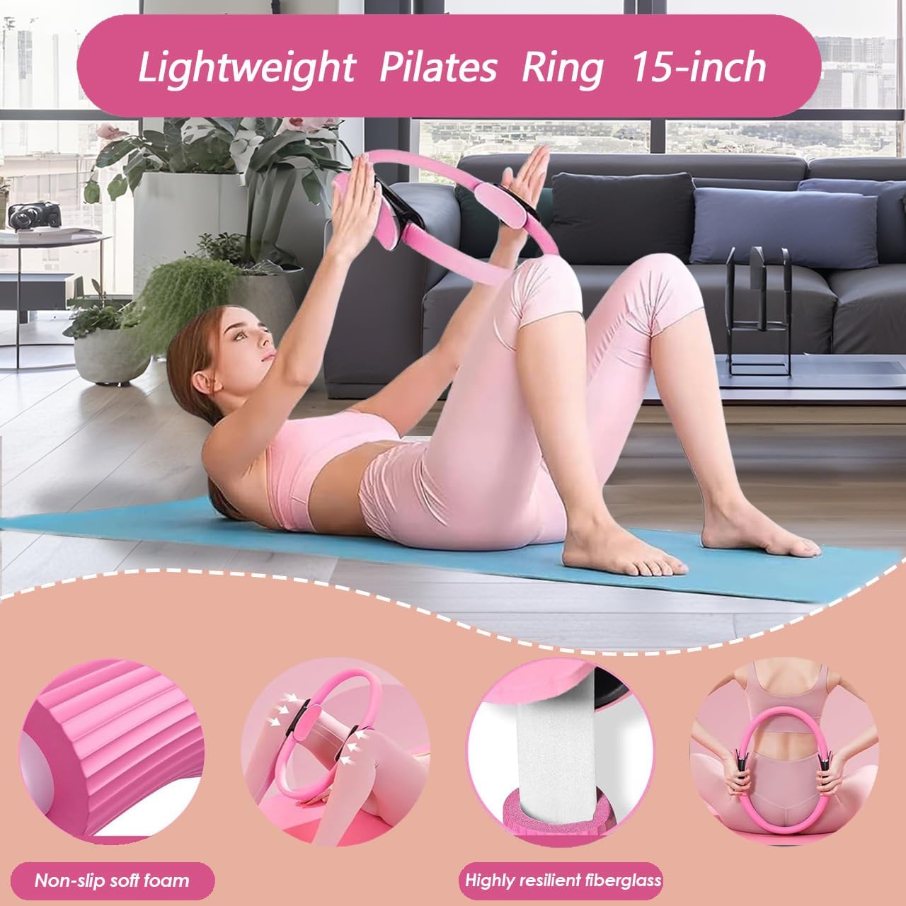 Yoga Starter Set,Home Pilates Essentials Kit Pilates Ring and Ball Set for Women Workouts,Pilates Equipment with 10inYoga Ball Figure 8 Resistance Band Pilates Bands Toning Fitness Starter Set