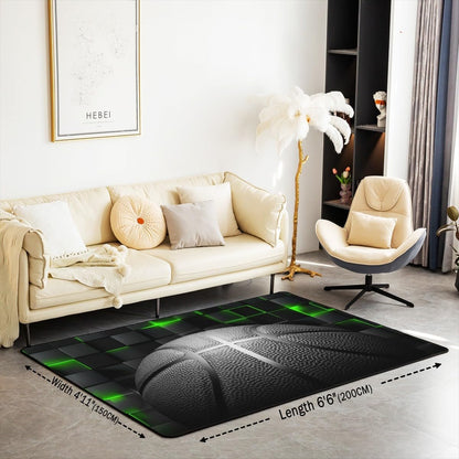 jejeloiu Basketball Living Room Rugs for Bedroom 5x7 Kids Gaming Sports Decor Carpet for Boys Girls Teens Ball Games Area Rug Soft Gift for Basketball Lover Grey and Black Room Decor