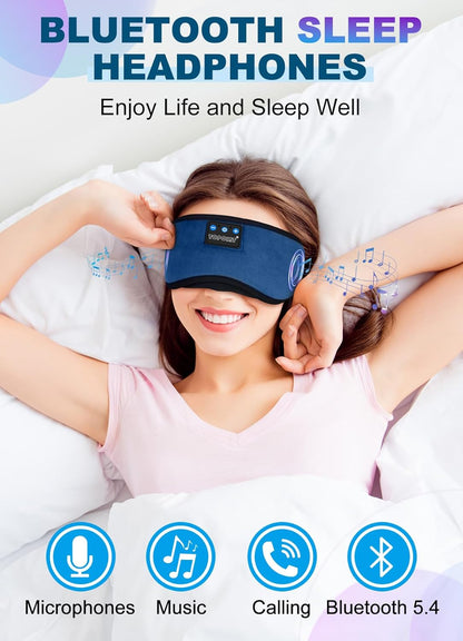 TOPOINT Sleep Mask with Headphones Bluetooth 5.4 Wireless, Sleep Headphones Earphones Earbuds with Microphone HD Speakers Music, Blackout Eye Mask for Sleeping Travel Meditation Men Women Cool Gadgets