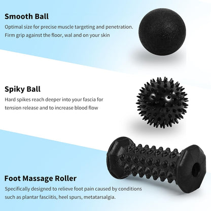 Plantar Fasciitis Relief,Foot Roller Massager,Massage Lacrosse Ball,Spiky Ball Therapy Set for Relieve Plantar Fasciitis,Foot Arch and Heel Pain,Neuropathy Pain Relief Feet,Deep Tissue Muscle Massage