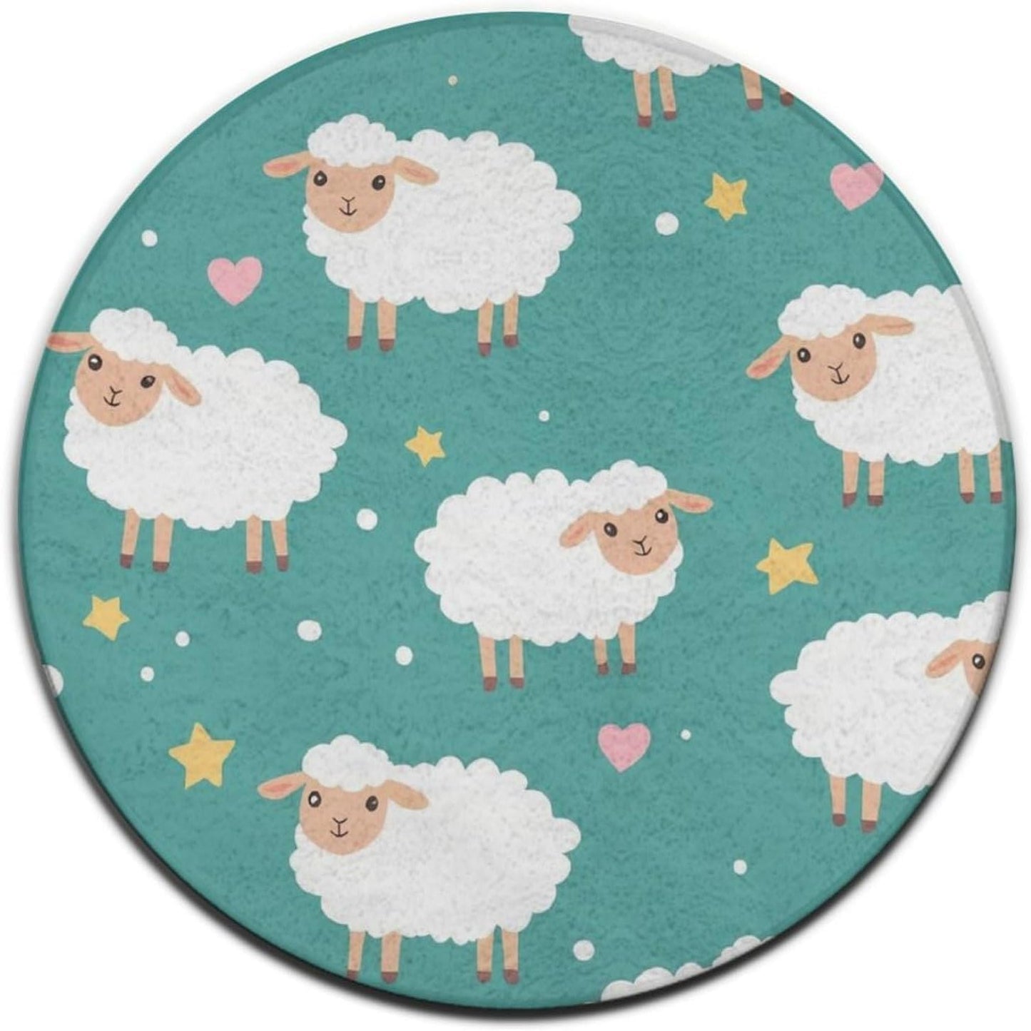 Large Home Decor Mat, Soft Round Yoga Carpet, Non Slip Machine Washable Home Office Circle Rug Gothic Witchy Sun Moon Mushroom Moth