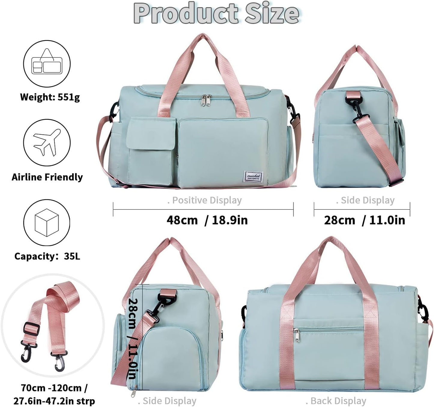FIORETTO Women's Gym Duffle Bag with Shoes Compartment, 30L Capacity, Ideal for Travel, Gym, Sports, Duffel, Weekender