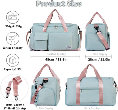 FIORETTO Women's Gym Duffle Bag with Shoes Compartment, 30L Capacity, Ideal for Travel, Gym, Sports, Duffel, Weekender