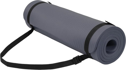 Fitvids Yoga Mat, 1/2-Inch Extra Thick High Density Exercise Mat, Anti-Tear Exercise Yoga Mat with Carrying Strap, Suitable for Various Yoga Exercises